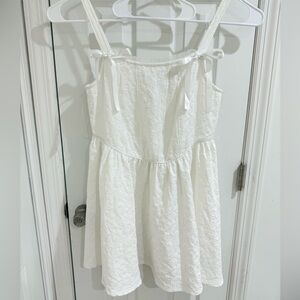 New White Textured Dress With Satin Bows🕊️